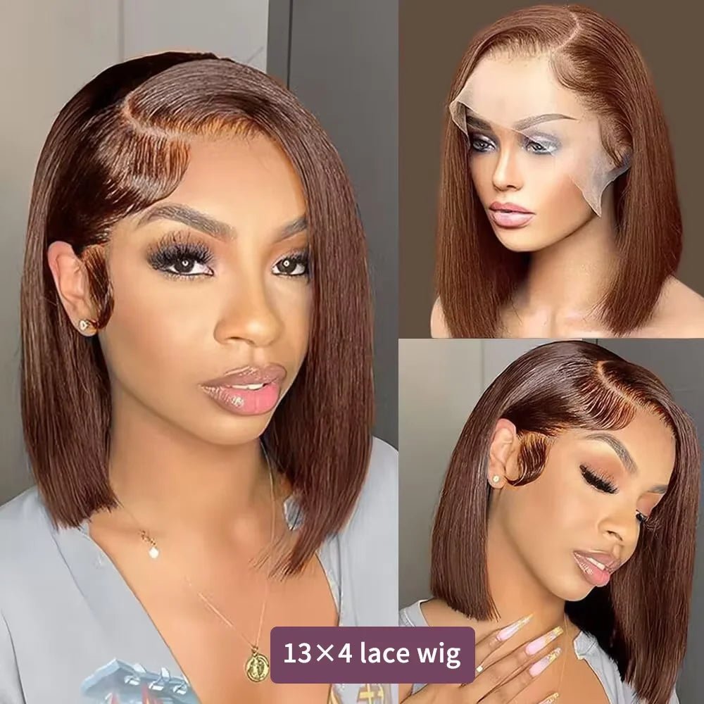 220% Density 13x4 HD Lace Front Bob Wig – #4 Chocolate Brown Straight Short Bob | Pre-Plucked Human Hair Wig - sensationmarketsensationmarket146:388270186;200000703:200003632;200007763:201336105;200460262:200661229#13x4 Lace220% Density 13x4 HD Lace Front Bob Wig – #4 Chocolate Brown Straight Short Bob | Pre-Plucked Human Hair Wig14inches|220%United Kingdom13x4 Lace