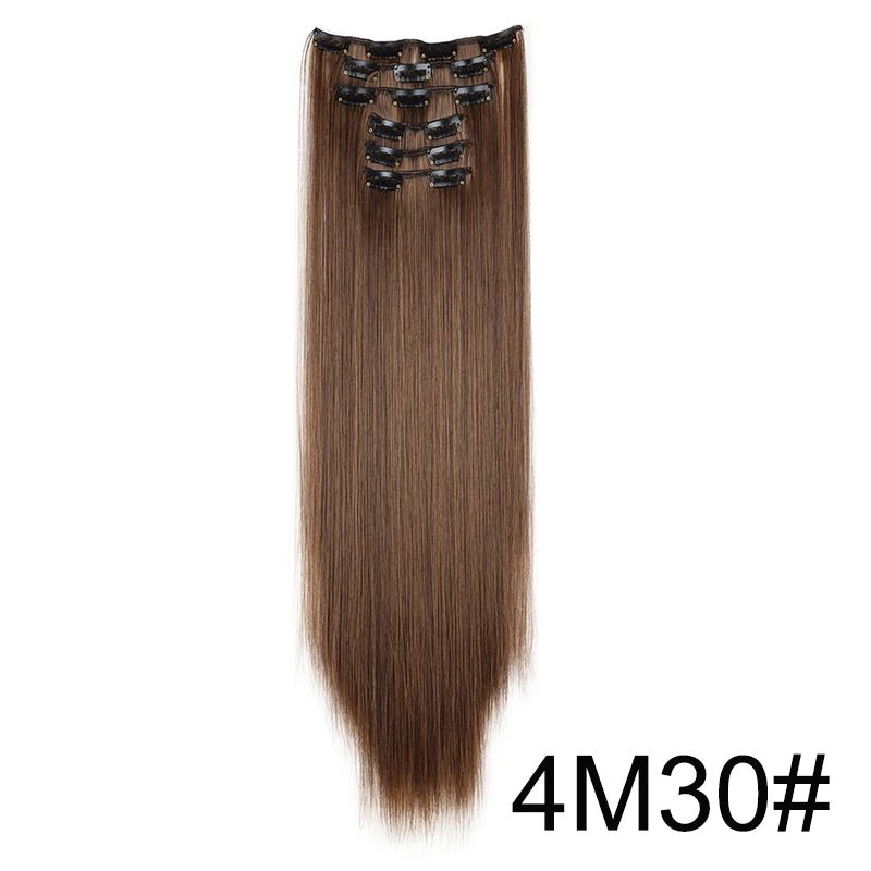 24-Inch Synthetic Clip-In Hair Extensions – 16 Clips, Long Straight Heat-Resistant Hairpiece | Blonde & Black - sensationmarketsensationmarket14:200744737#4M3024-Inch Synthetic Clip-In Hair Extensions – 16 Clips, Long Straight Heat-Resistant Hairpiece | Blonde & Black4M30
