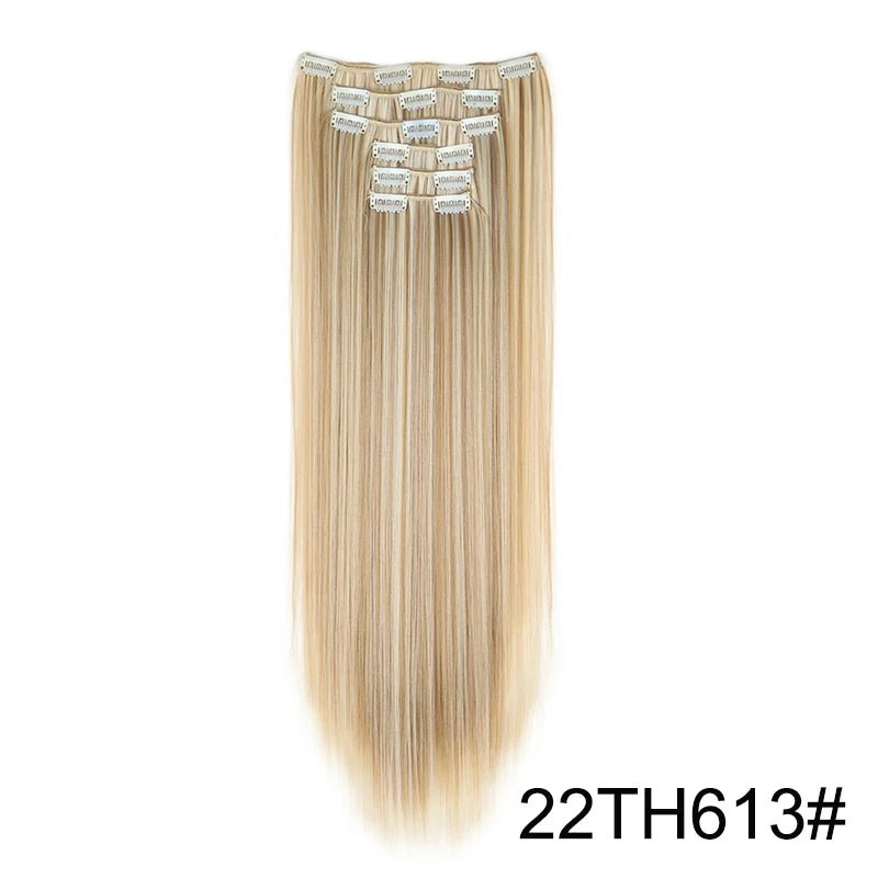 24-Inch Synthetic Clip-In Hair Extensions – 16 Clips, Long Straight Heat-Resistant Hairpiece | Blonde & Black - sensationmarketsensationmarket14:201299535#22TH61324-Inch Synthetic Clip-In Hair Extensions – 16 Clips, Long Straight Heat-Resistant Hairpiece | Blonde & Black22TH613