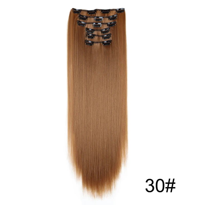 24-Inch Synthetic Clip-In Hair Extensions – 16 Clips, Long Straight Heat-Resistant Hairpiece | Blonde & Black - sensationmarketsensationmarket14:200744747#3024-Inch Synthetic Clip-In Hair Extensions – 16 Clips, Long Straight Heat-Resistant Hairpiece | Blonde & Black30