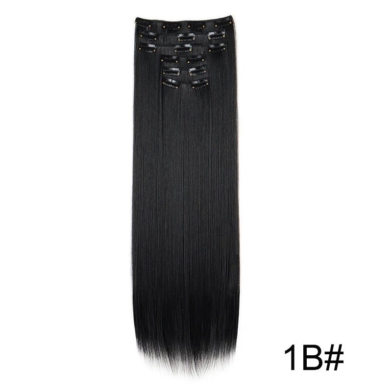 24-Inch Synthetic Clip-In Hair Extensions – 16 Clips, Long Straight Heat-Resistant Hairpiece | Blonde & Black - sensationmarketsensationmarket14:201336255#1B24-Inch Synthetic Clip-In Hair Extensions – 16 Clips, Long Straight Heat-Resistant Hairpiece | Blonde & Black1B