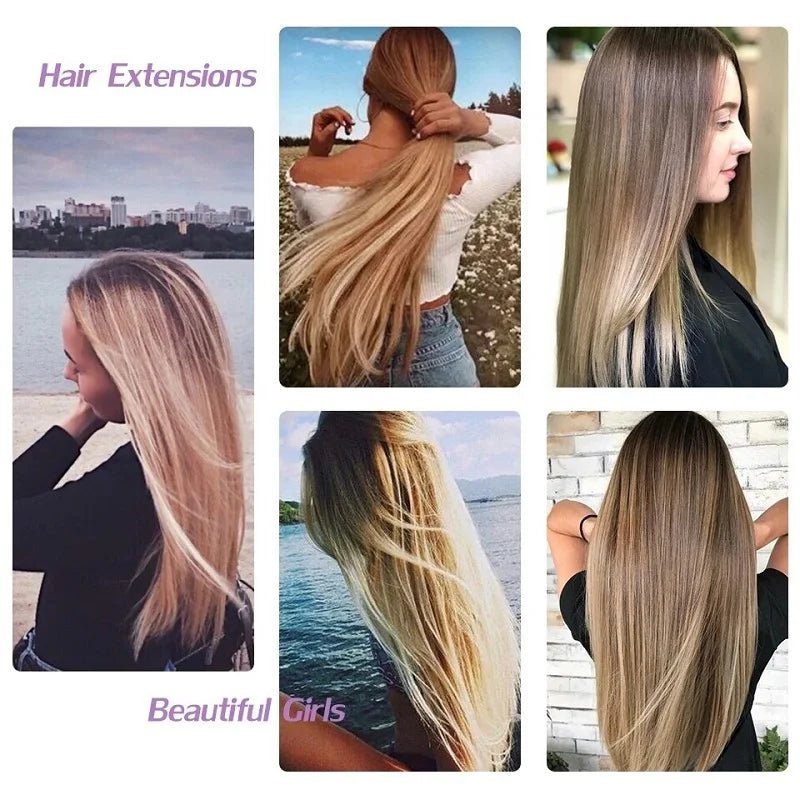 24-Inch Synthetic Clip-In Hair Extensions – 16 Clips, Long Straight Heat-Resistant Hairpiece | Blonde & Black - sensationmarketsensationmarket14:200744749#61324-Inch Synthetic Clip-In Hair Extensions – 16 Clips, Long Straight Heat-Resistant Hairpiece | Blonde & Black613