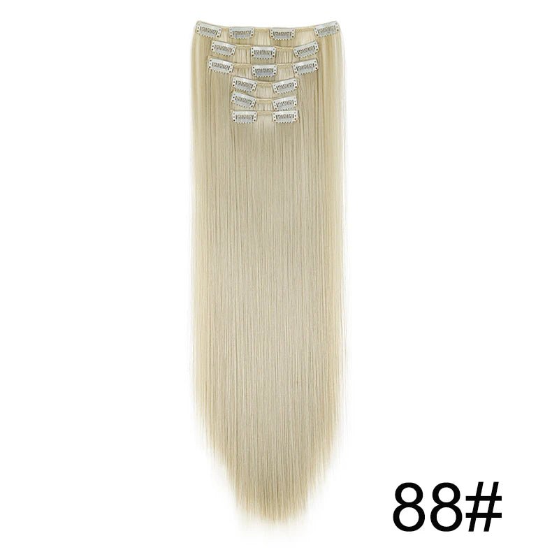 24-Inch Synthetic Clip-In Hair Extensions – 16 Clips, Long Straight Heat-Resistant Hairpiece | Blonde & Black - sensationmarketsensationmarket14:200744745#8824-Inch Synthetic Clip-In Hair Extensions – 16 Clips, Long Straight Heat-Resistant Hairpiece | Blonde & Black88