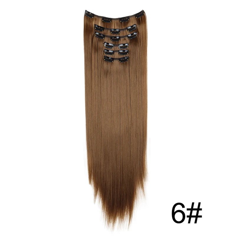 24-Inch Synthetic Clip-In Hair Extensions – 16 Clips, Long Straight Heat-Resistant Hairpiece | Blonde & Black - sensationmarketsensationmarket14:200744738#624-Inch Synthetic Clip-In Hair Extensions – 16 Clips, Long Straight Heat-Resistant Hairpiece | Blonde & Black6