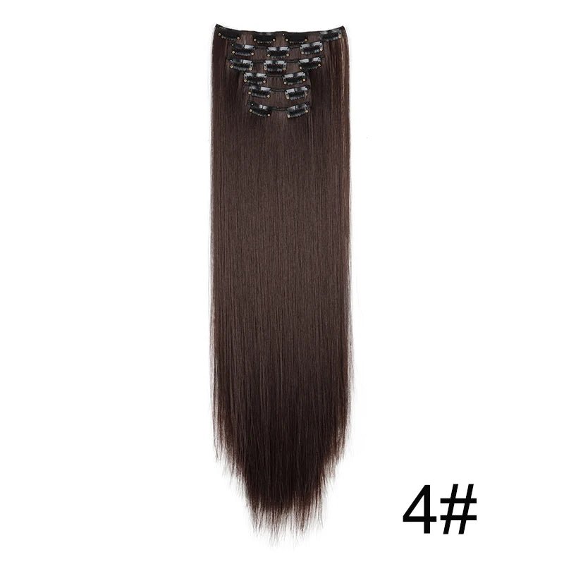 24-Inch Synthetic Clip-In Hair Extensions – 16 Clips, Long Straight Heat-Resistant Hairpiece | Blonde & Black - sensationmarketsensationmarket14:201299534#424-Inch Synthetic Clip-In Hair Extensions – 16 Clips, Long Straight Heat-Resistant Hairpiece | Blonde & Black4