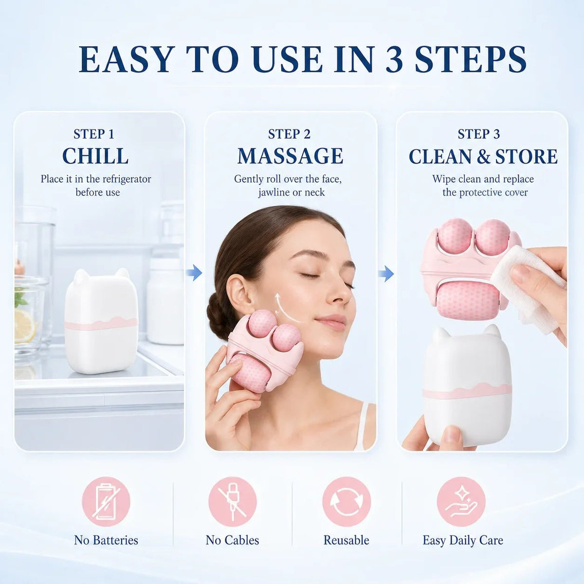 3-Roller Ice Face Roller with Cat Ear Storage Case – Cooling Facial Massager for Puffiness, Jawline, Neck & Eye Skincare - sensationmarketsensationmarket14:366#Style 2;200007763:201336100;400079803:218979138633-Roller Ice Face Roller with Cat Ear Storage Case – Cooling Facial Massager for Puffiness, Jawline, Neck & Eye SkincareNo plugChina MainlandStyle 2