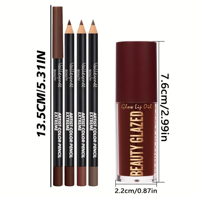 4-Piece Lip Kit Set – 3 Waterproof Lip Liners + 1 Matte Lip Glaze | Long-Lasting for Casual & Formal Looks - sensationmarketsensationmarket200001176:200004889#set 14-Piece Lip Kit Set – 3 Waterproof Lip Liners + 1 Matte Lip Glaze | Long-Lasting for Casual & Formal Looksset 1
