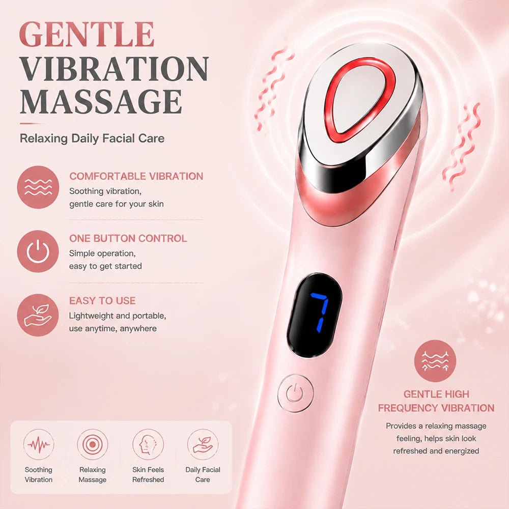 7-Color LED Facial Beauty Device – Portable Skin Care Tool with Vibration Massage & USB Rechargeable Light Therapy Wand - sensationmarketsensationmarket14:1052#1 set pink7-Color LED Facial Beauty Device – Portable Skin Care Tool with Vibration Massage & USB Rechargeable Light Therapy Wand1 set pink