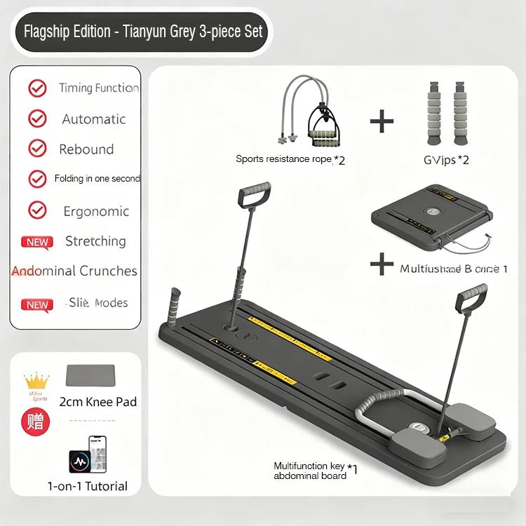 8-in-1 Home Pilates Reformer Board – Strength Training & Full-Body Fitness Exercise Equipment - sensationmarketsensationmarket14:10#Grey8-in-1 Home Pilates Reformer Board – Strength Training & Full-Body Fitness Exercise EquipmentGrey