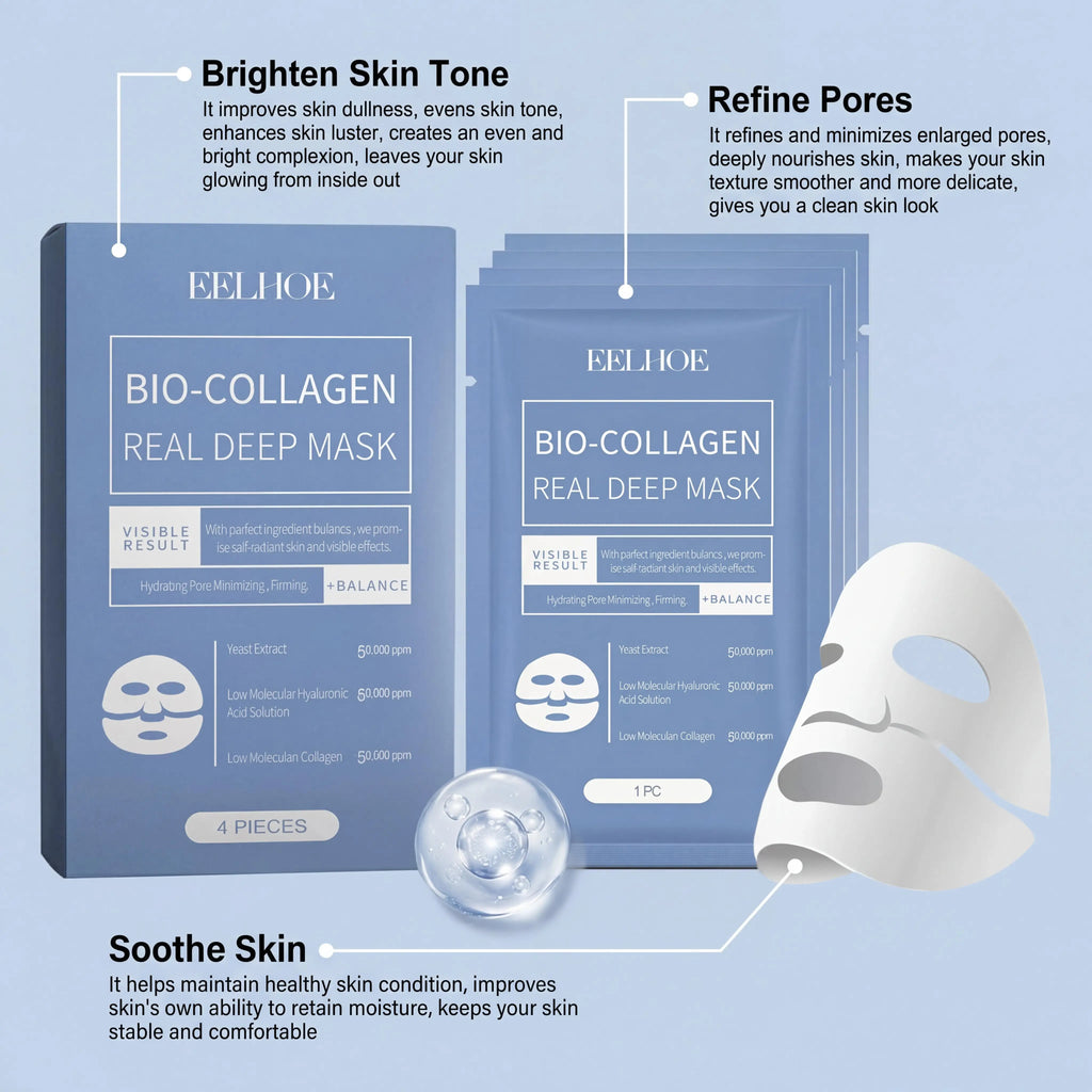 Eelhoe Bio-Kollagen-Gesichtsmaske – mit Centella-Extrakt, porenverfeinernd, straffend & aufhellende Anti-Aging-Pflege