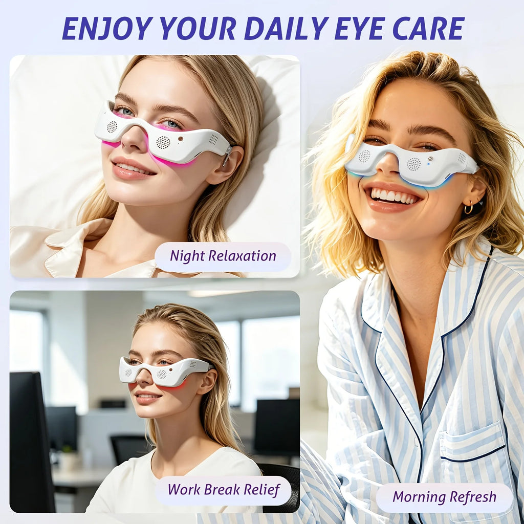 LED-Augenmassagegerät – 7-Farben-Lichttherapie, Wärme- & Kältekompresse & Vibration gegen dunkle Augenringe, Schwellungen, Tränensäcke & Anti-Aging