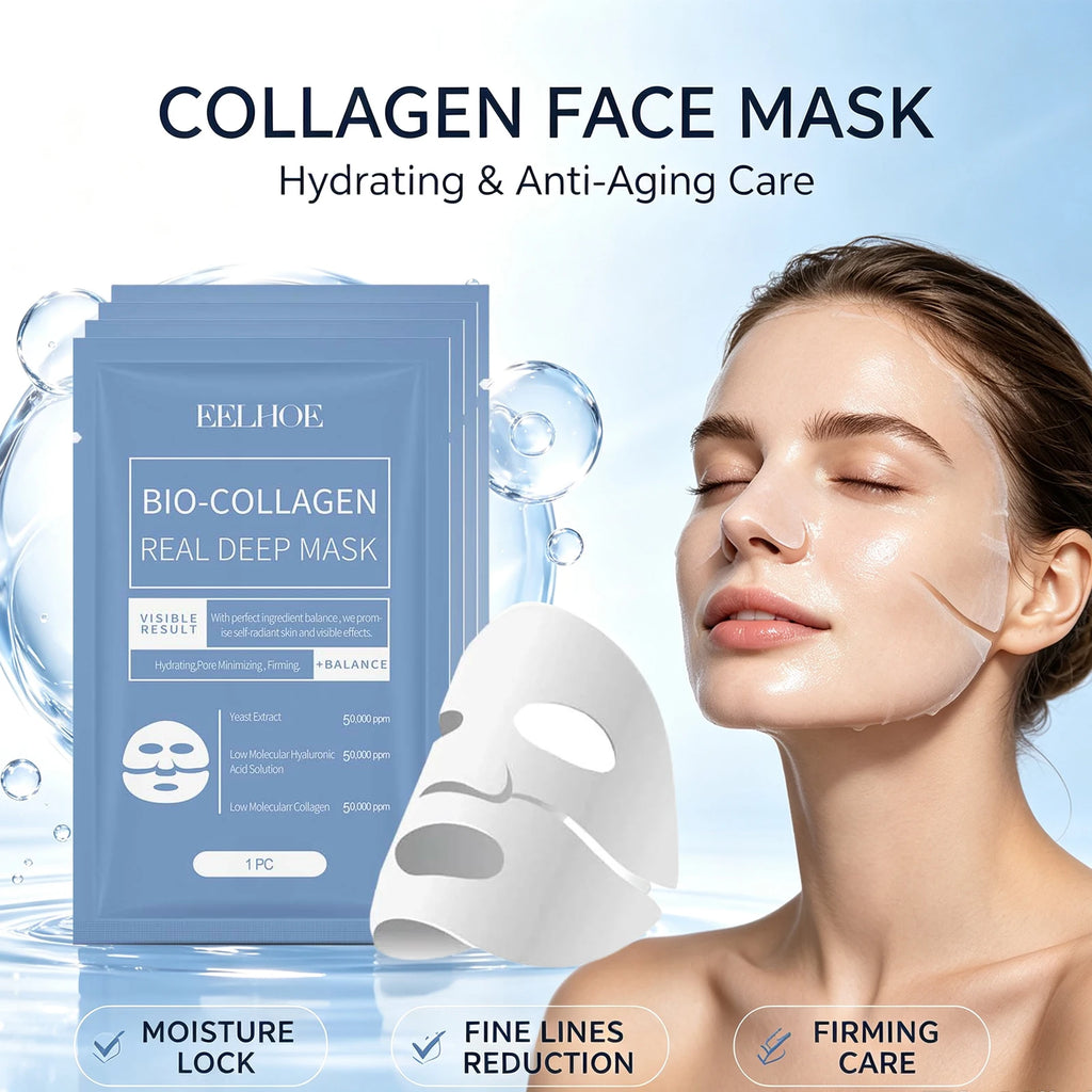 Eelhoe Bio-Kollagen-Gesichtsmaske – mit Centella-Extrakt, porenverfeinernd, straffend & aufhellende Anti-Aging-Pflege