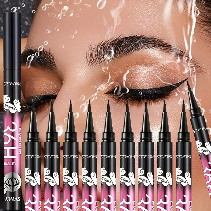 Lot de crayons eye-liner noirs imperméables et résistants à la transpiration – Eye-liner longue tenue anti-bavures pour débutants et usage quotidien (5 / 10 pièces)