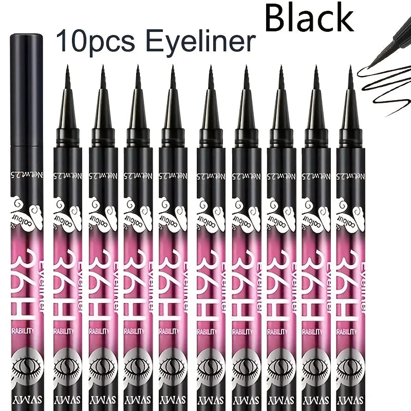 Lot de crayons eye-liner noirs imperméables et résistants à la transpiration – Eye-liner longue tenue anti-bavures pour débutants et usage quotidien (5 / 10 pièces)