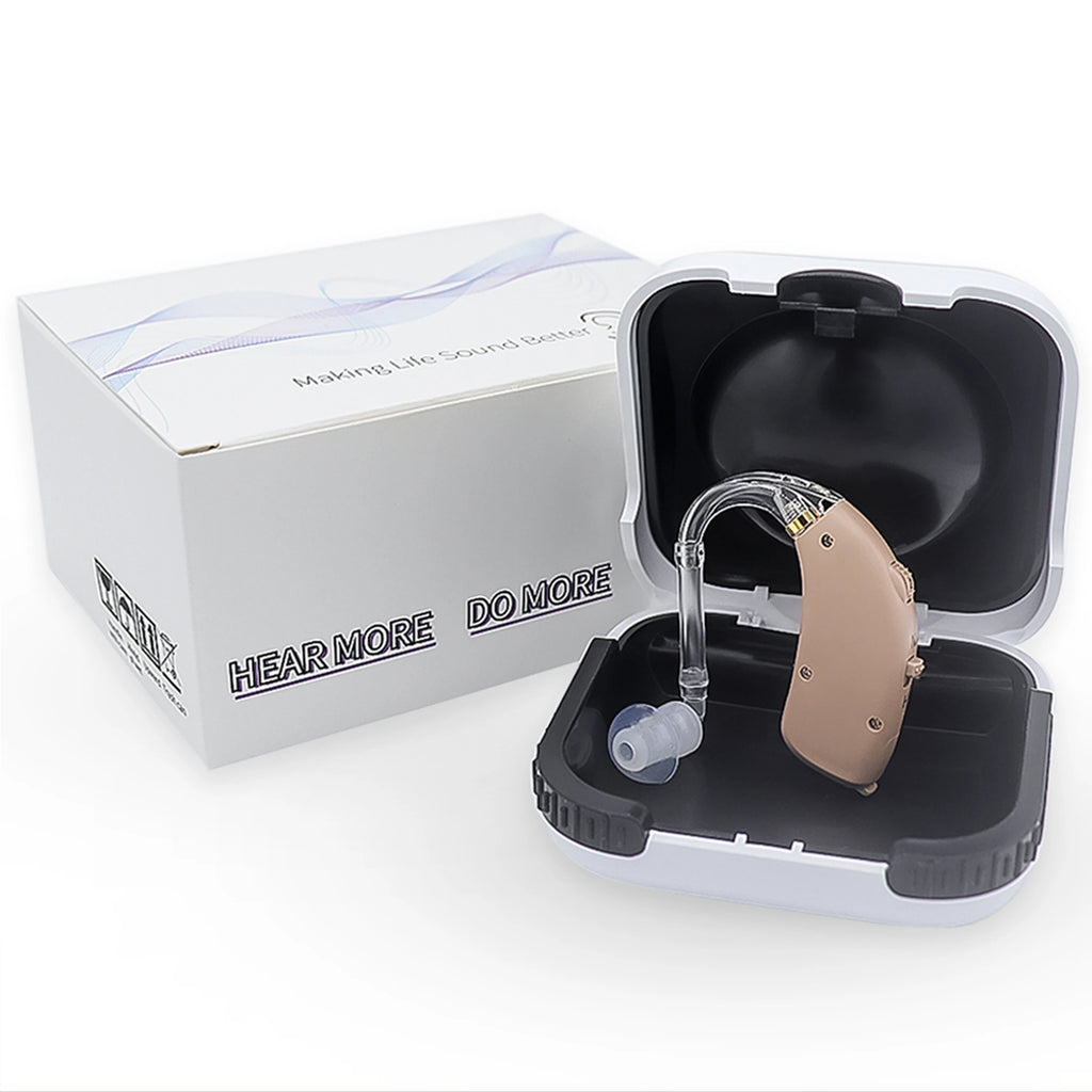 Appareil auditif numérique contour d'oreille avec tonalité réglable – Amplificateur de son pour perte auditive modérée à sévère | Aide auditive portable pour personnes âgées