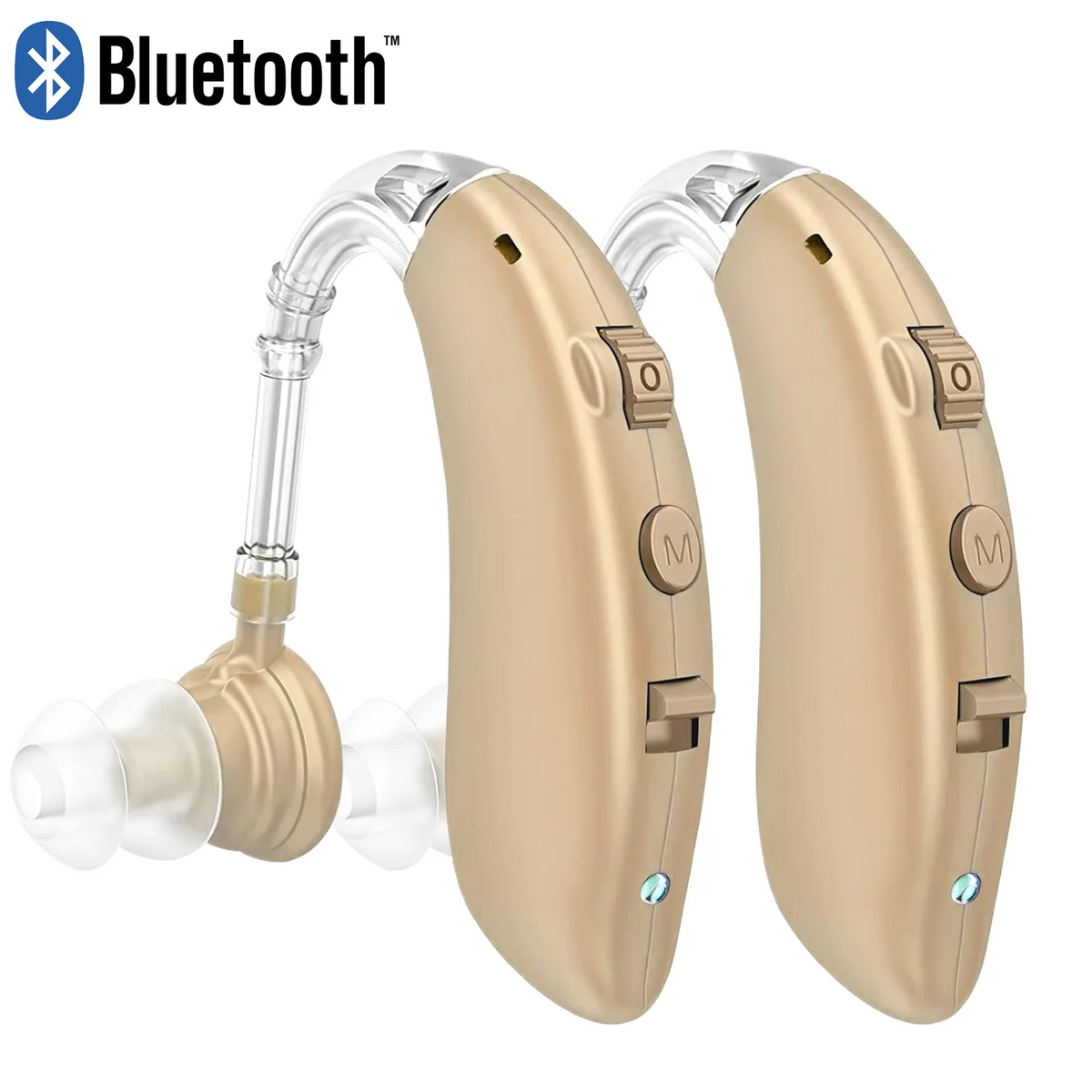 Audífono digital retroauricular (BTE) recargable – Amplificador de sonido con tono ajustable | Audífono portátil de uso diario para adultos mayores