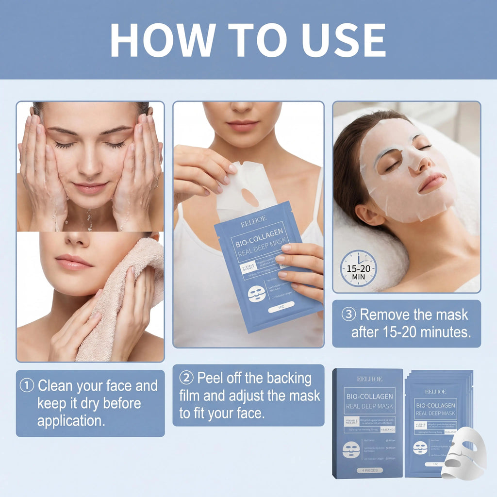 Eelhoe Bio-Kollagen-Gesichtsmaske – mit Centella-Extrakt, porenverfeinernd, straffend & aufhellende Anti-Aging-Pflege