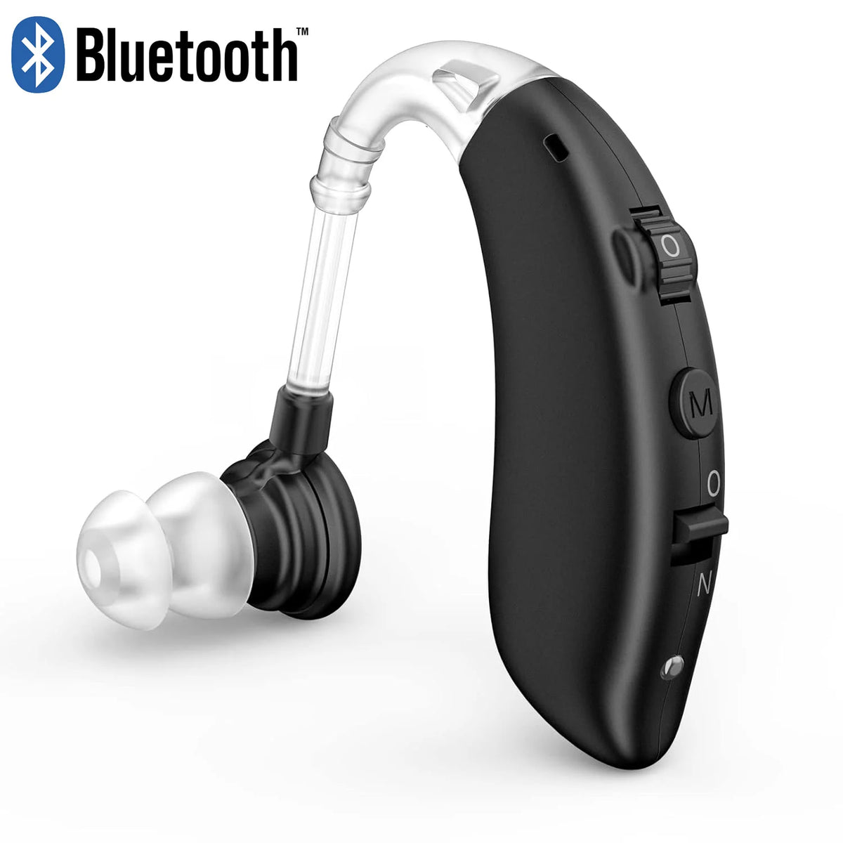 Audífono digital retroauricular (BTE) recargable – Amplificador de sonido con tono ajustable | Audífono portátil de uso diario para adultos mayores