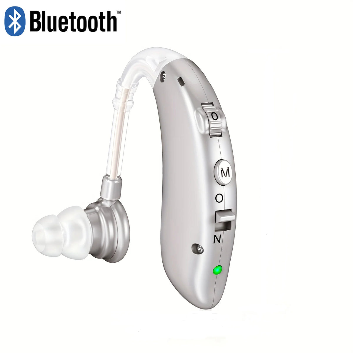 Audífono digital retroauricular (BTE) recargable – Amplificador de sonido con tono ajustable | Audífono portátil de uso diario para adultos mayores