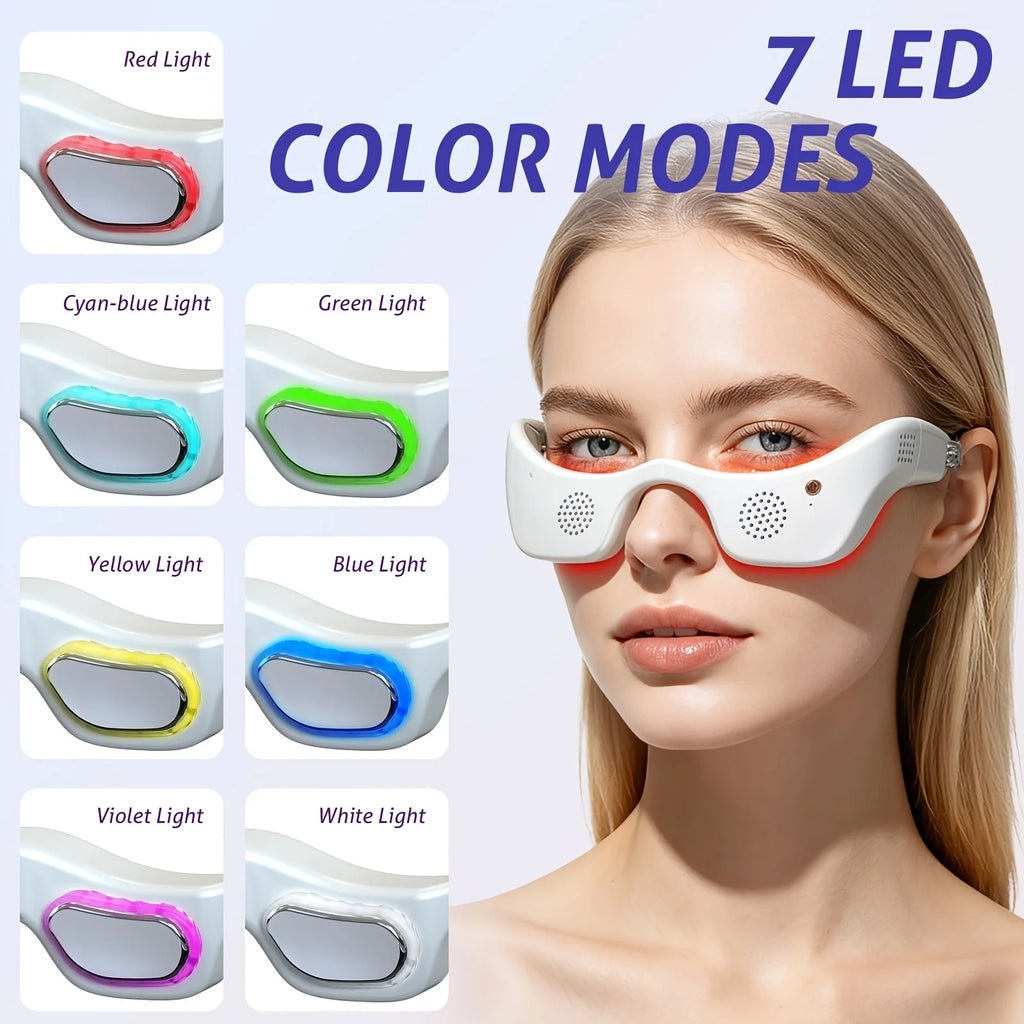 LED-Augenmassagegerät – 7-Farben-Lichttherapie, Wärme- & Kältekompresse & Vibration gegen dunkle Augenringe, Schwellungen, Tränensäcke & Anti-Aging
