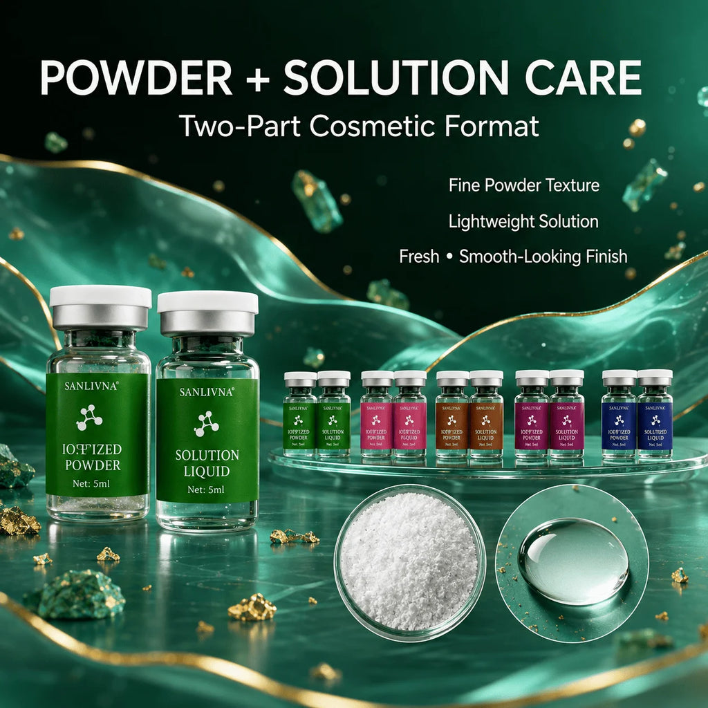 SANENDI Algen-Peeling-Puder Gesichts-Set – Algen-Spicule-Puder & Lösung | 10 Ampullen für tiefenwirksame Feuchtigkeit & Hauterneuerung