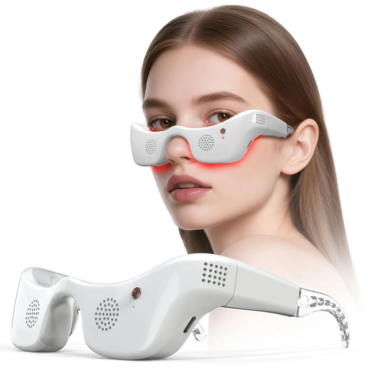 LED-Augenmassagegerät – 7-Farben-Lichttherapie, Wärme- & Kältekompresse & Vibration gegen dunkle Augenringe, Schwellungen, Tränensäcke & Anti-Aging