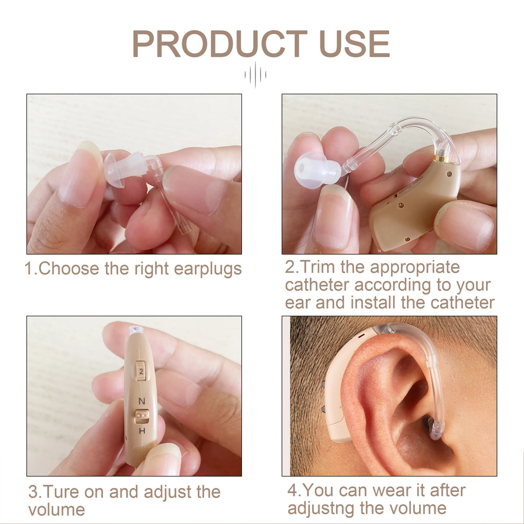 Appareil auditif numérique contour d'oreille avec tonalité réglable – Amplificateur de son pour perte auditive modérée à sévère | Aide auditive portable pour personnes âgées