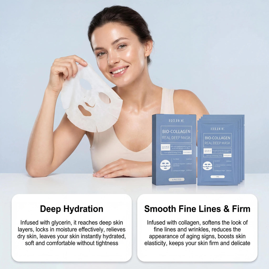 Eelhoe Bio-Kollagen-Gesichtsmaske – mit Centella-Extrakt, porenverfeinernd, straffend & aufhellende Anti-Aging-Pflege