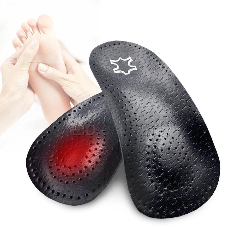 Plantilla ortopédica de cuero: soporte de arco para pies planos, corrección de piernas en O/X y alivio de la fascitis plantar | Suela ortopédica para calzado de hombre y mujer