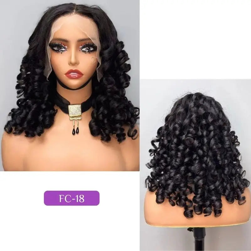 3-in-1 Glueless Burmese Curly Half Wig – Finger Coil Enden, elastischer Kordelzug & nahtloser Flip-Over | Kein Kleber, kein Nähen