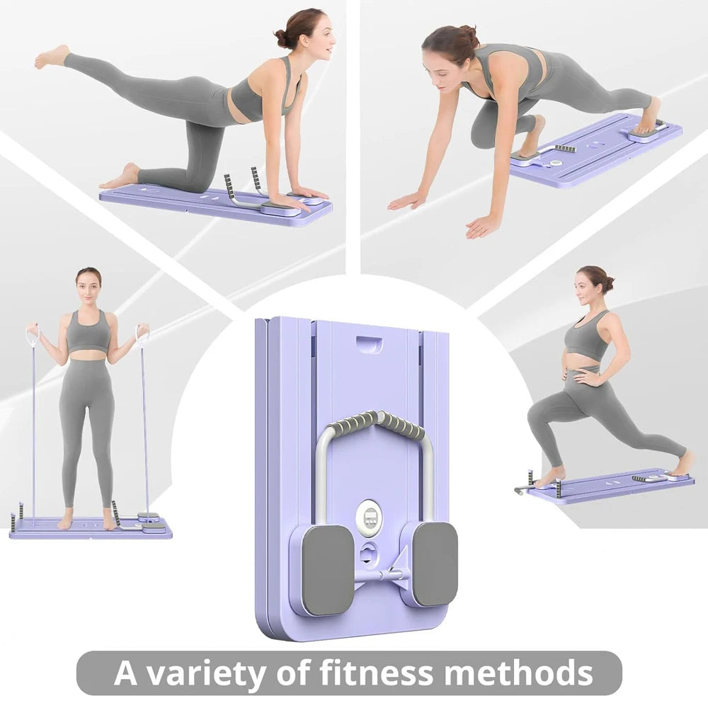 Planche de fitness Pilates pliable et portable 4-en-1 – Planche d'équilibre et abdominale professionnelle pour la maison | Planche de Pilates multifonctionnelle
