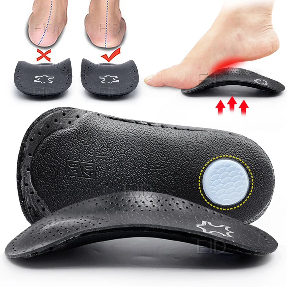 Leder-Einlegesohle – Fußgewölbestütze bei Senkfüßen, O/X-Beinkorrektur & Linderung bei Plantarfasziitis | Orthopädische Schuheinlage für Damen & Herren