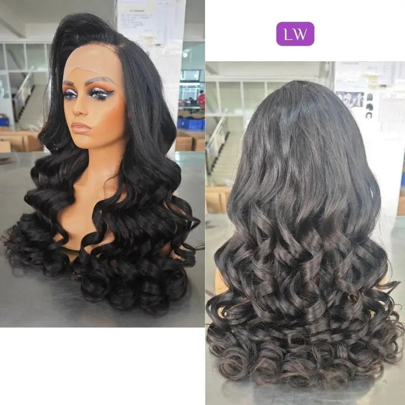 3-in-1 Glueless Burmese Curly Half Wig – Finger Coil Enden, elastischer Kordelzug & nahtloser Flip-Over | Kein Kleber, kein Nähen