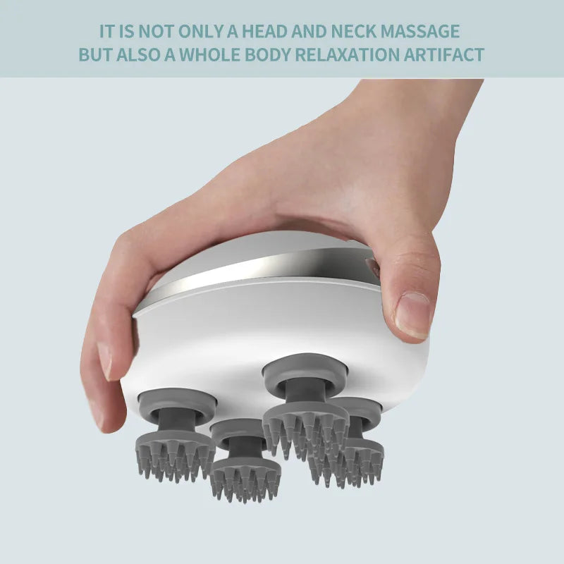 Masajeador de cuero cabelludo de silicona eléctrico y peine de meridianos: herramienta de masaje capilar multifuncional para terapia del cuero cabelludo, crecimiento del cabello y relajación