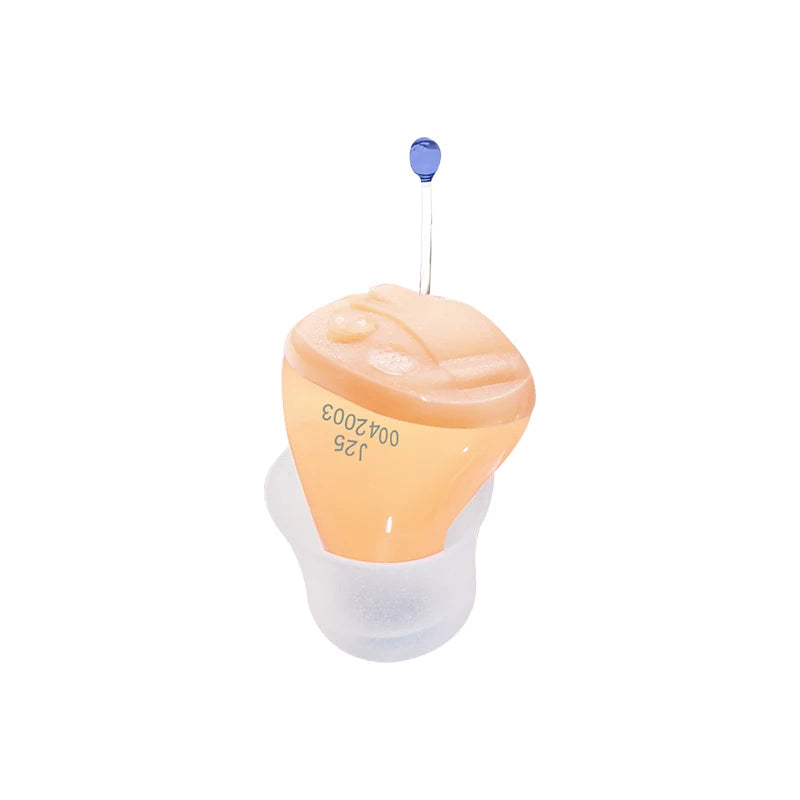 Audífono invisible J25 Mini ITE – Amplificador de sonido intracanal con ajuste de volumen | Cuidado auditivo inalámbrico discreto y portátil