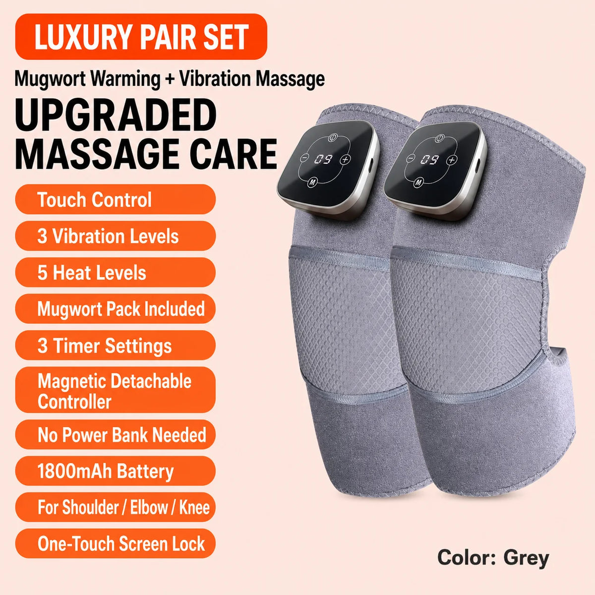 Elektrisches Knie-Massagegerät mit Wärme – Vibrations-Massagepad mit 5 Wärmestufen | 3-in-1 Knie-, Schulter- & Ellbogenbandage | Magnetischer Controller