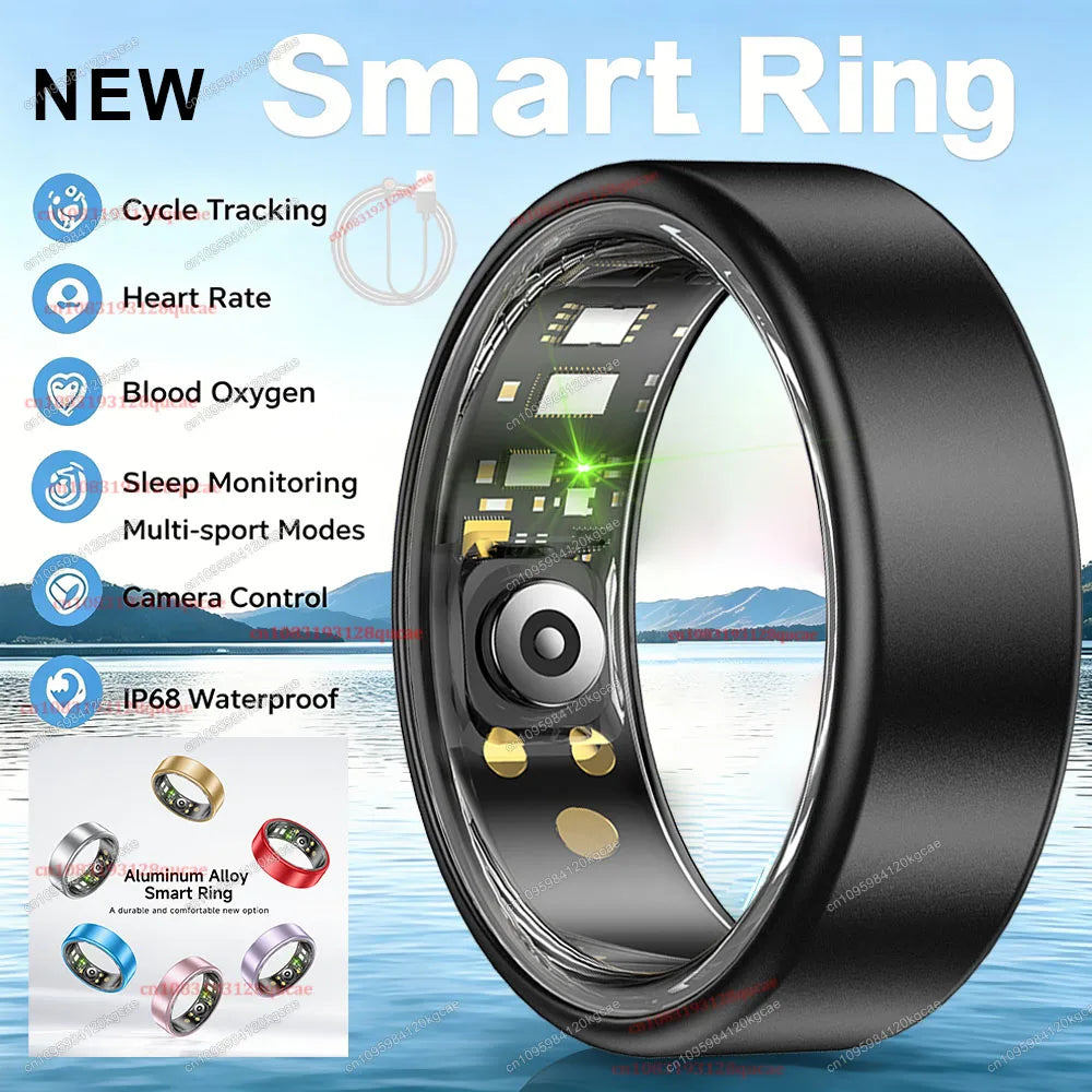 Anillo inteligente R10 con estuche de carga: monitoreo de frecuencia cardíaca, sueño y salud, resistente al agua IP68 y modo multideporte para hombres y mujeres