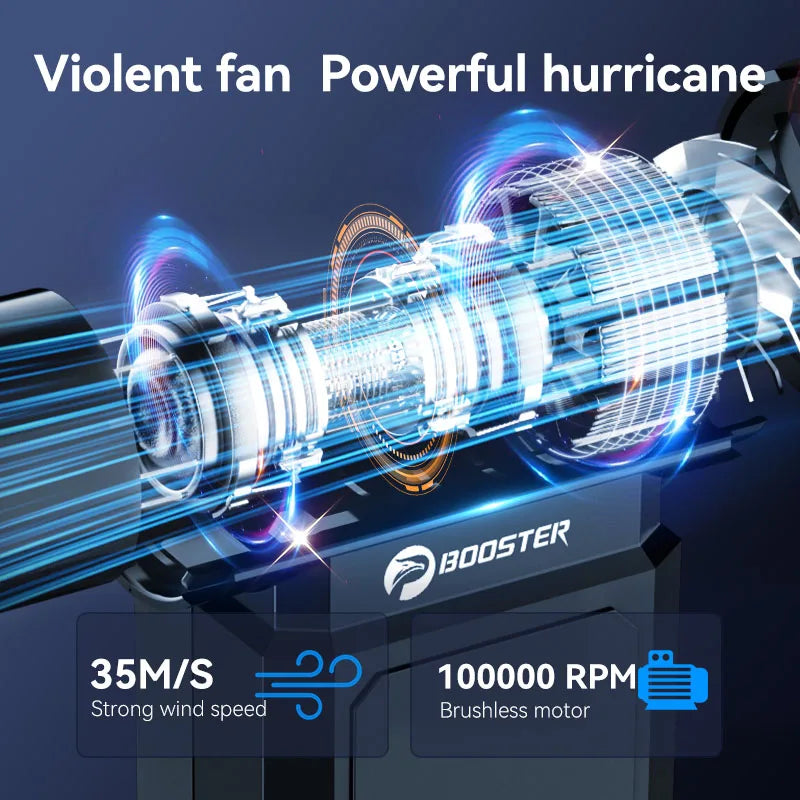 Ventilador Turbo Booster W01 – Soplador de aire inalámbrico sin escobillas recargable de 100,000 RPM | Limpiador de computadoras y teclados, plumero de aire y secador eléctrico
