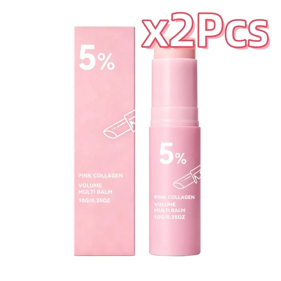 Baume multi-usage volumateur au collagène rose et PDRN – 5 % de PDRN et Volufiline, soin hydratant, raffermissant et repulpant en profondeur pour le visage, les yeux et le cou