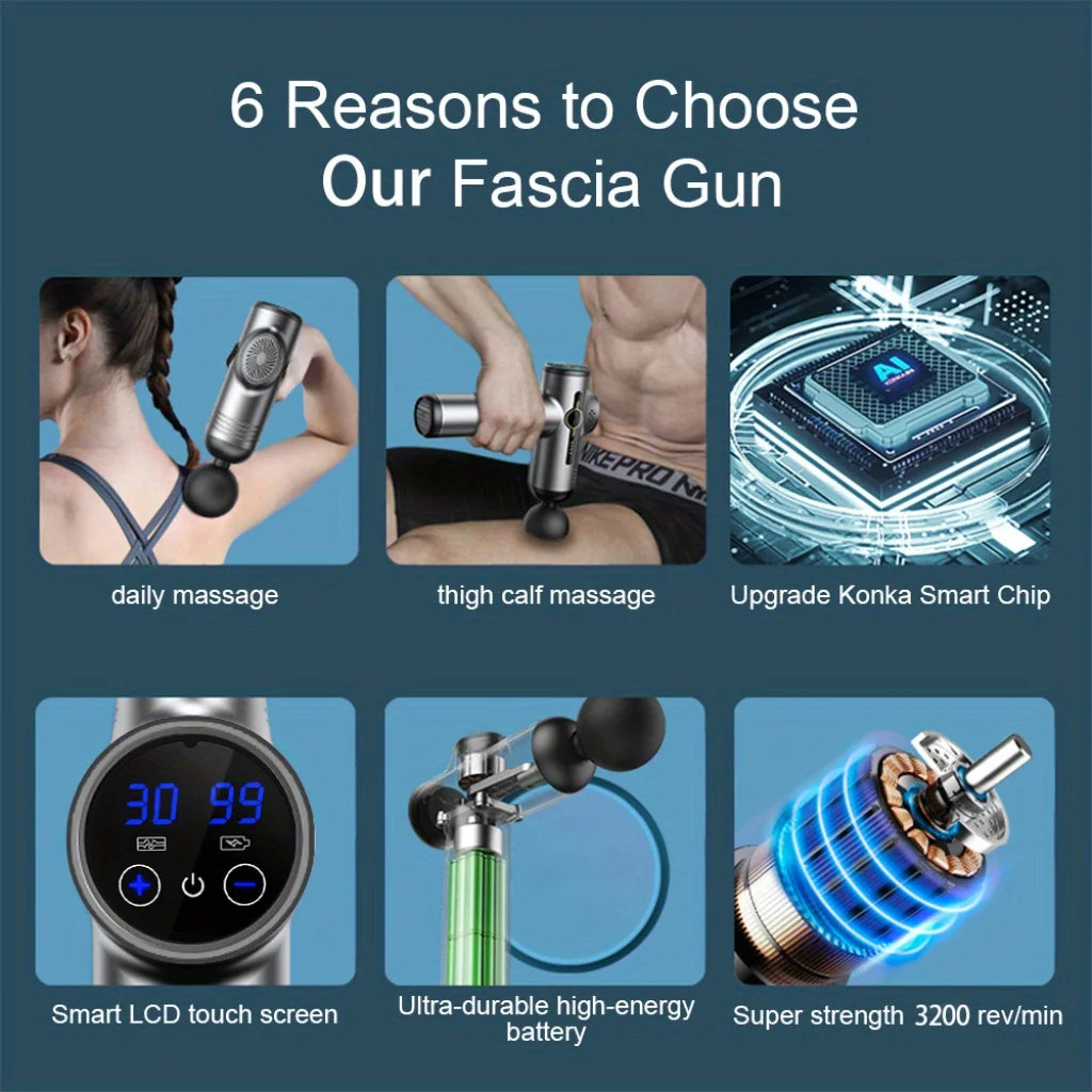 Faszien-Massagepistole – 99 Geschwindigkeitsstufen, leiser Motor & wiederaufladbar