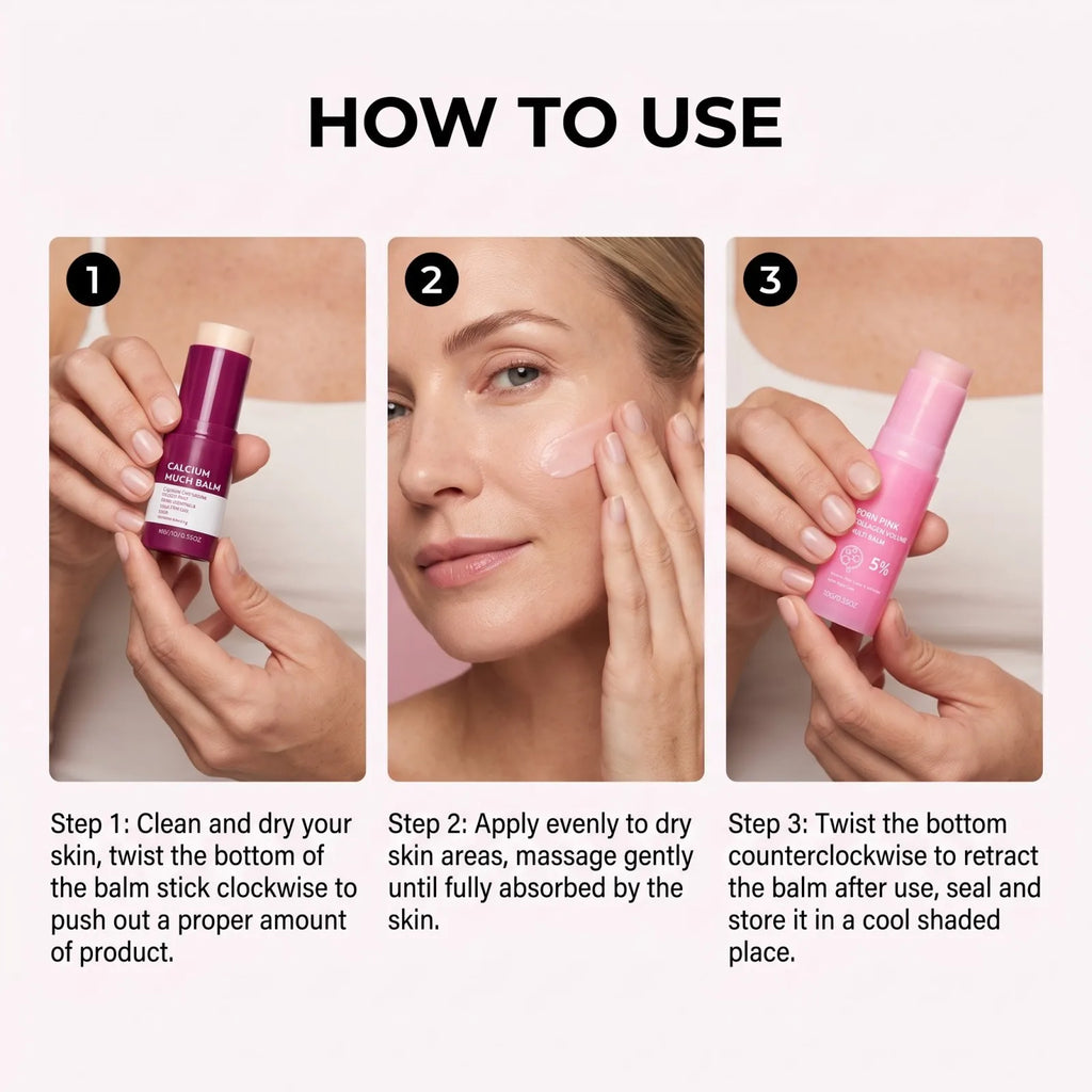 PDRN Pink Collagen Multi Balm Stick Set – 5 % PDRN feuchtigkeitsspendender, straffender & aufhellender Hautpflege-Stick für unterwegs gegen feine Linien
