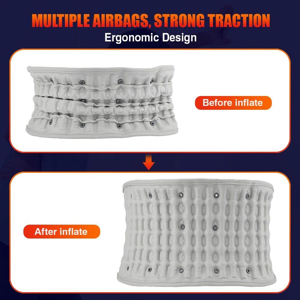 Masajeador lumbar eléctrico inalámbrico con luz roja y calor: cinturón de soporte con airbag inflable y masaje por vibración para el alivio del dolor de espalda y relajación