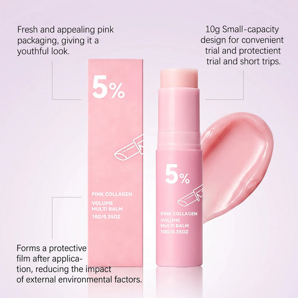 PDRN Pink Collagen Volume Multi Balm Stick – 5% PDRN & Volufiline tiefenwirksame feuchtigkeitsspendende, straffende & aufpolsternde Pflege für Gesicht, Augen & Hals