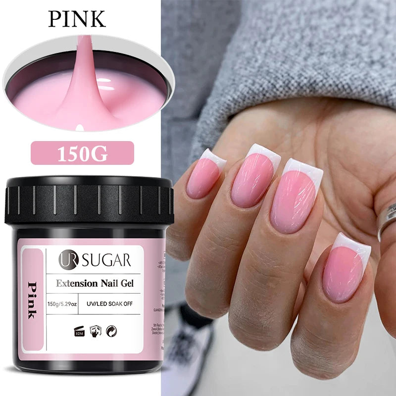 UR SUGAR 150g Nail Extension Gel – Transparent, Jelly White & Light Pink UV/LED Builder Gel for French & Acrylic Manicure