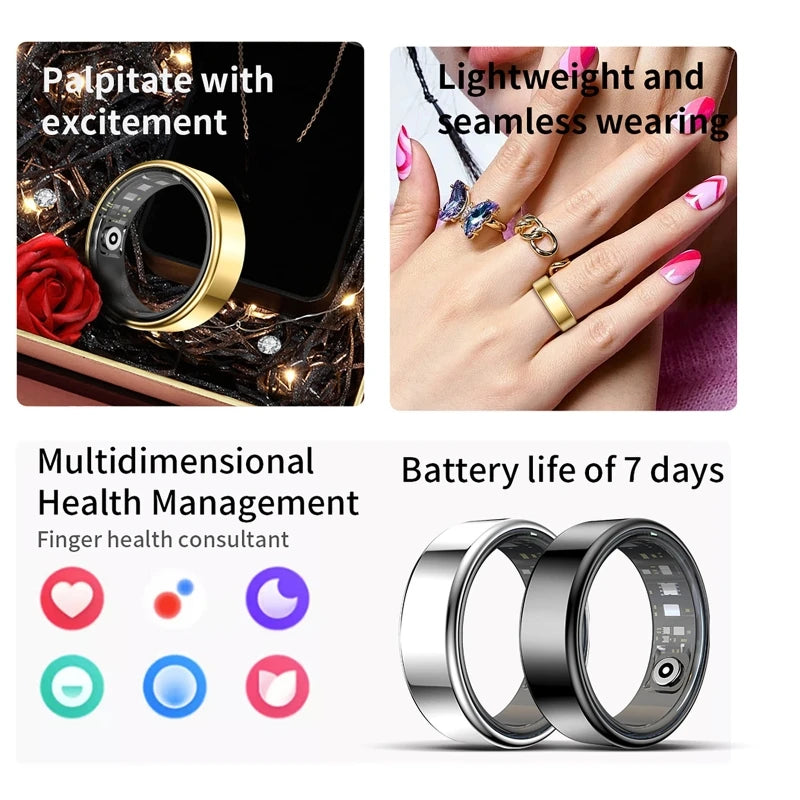 Anillo inteligente 2026 con llamadas Bluetooth – Monitor de frecuencia cardíaca y presión arterial, resistente al agua 5 ATM | Anillo de salud compatible con Xiaomi para hombres y mujeres | Regalo