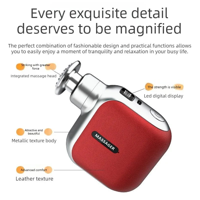 Mini Pocket Massage Gun – 4 Silicone Heads, Lightweight & Low-Noise | Portable Muscle Massager for Office & Home Use