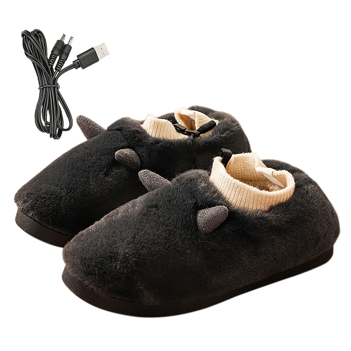 Pantuflas calefactables USB: zapatos de invierno eléctricos, suaves y adorables, con forro extraíble y lavable | Calentador de pies USB para el hogar