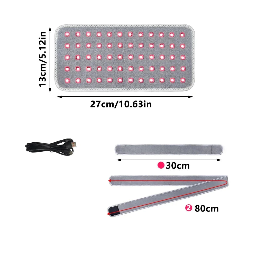 Whole Body Red & Infrared LED Light Belt – 660nm & 850nm Slimming Wrap for Waist, Neck, Chin, Wrist & Hand | Fat Reduction Body Pad
