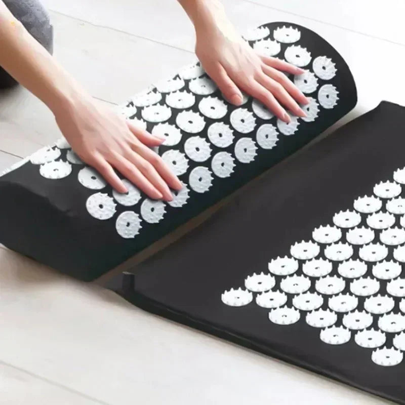 Akupressurmatten- & Kissenset – Linderung von Rückenschmerzen & Stress, Akupunktur-Simulation für Yoga & Muskelentspannung | Ganzkörper-Akupressur im Liegen