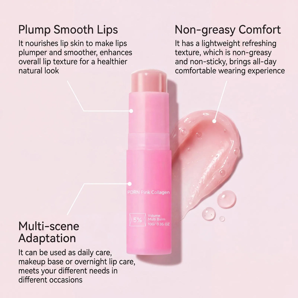 PDRN Pink Collagen Volume Multi Balm Stick y Suero – 5% Volufiline Hidratante, Reafirmante y Reparador para Rostro, Cuello y Contorno de Ojos